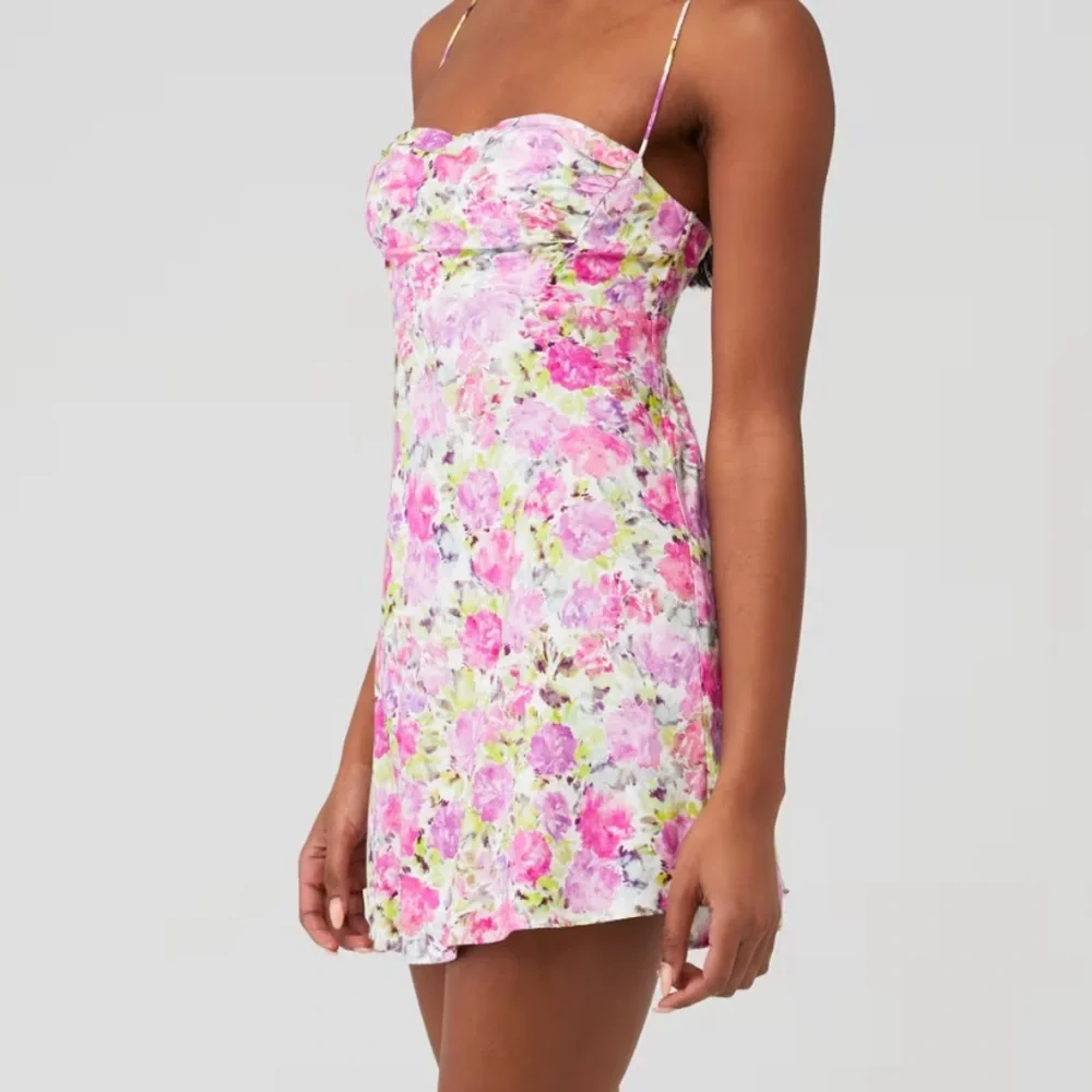 NWT For Love And Lemons Paulina Spaghetti Straps Pink Mini Dress Size M - Picture 6 of 11